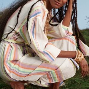 H&M X Lemlem Multi Color Stripes Kaftan Cover Up Dress
